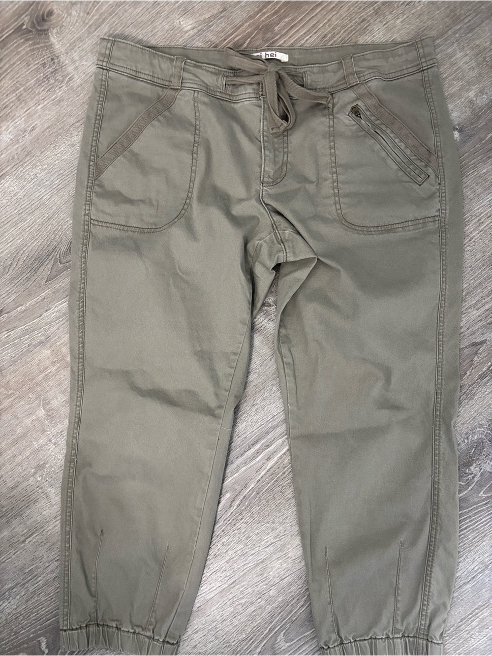 Hei Hei Anthropologie Olive Green Drawstring Jogger Ankle Crop Pants Size 14